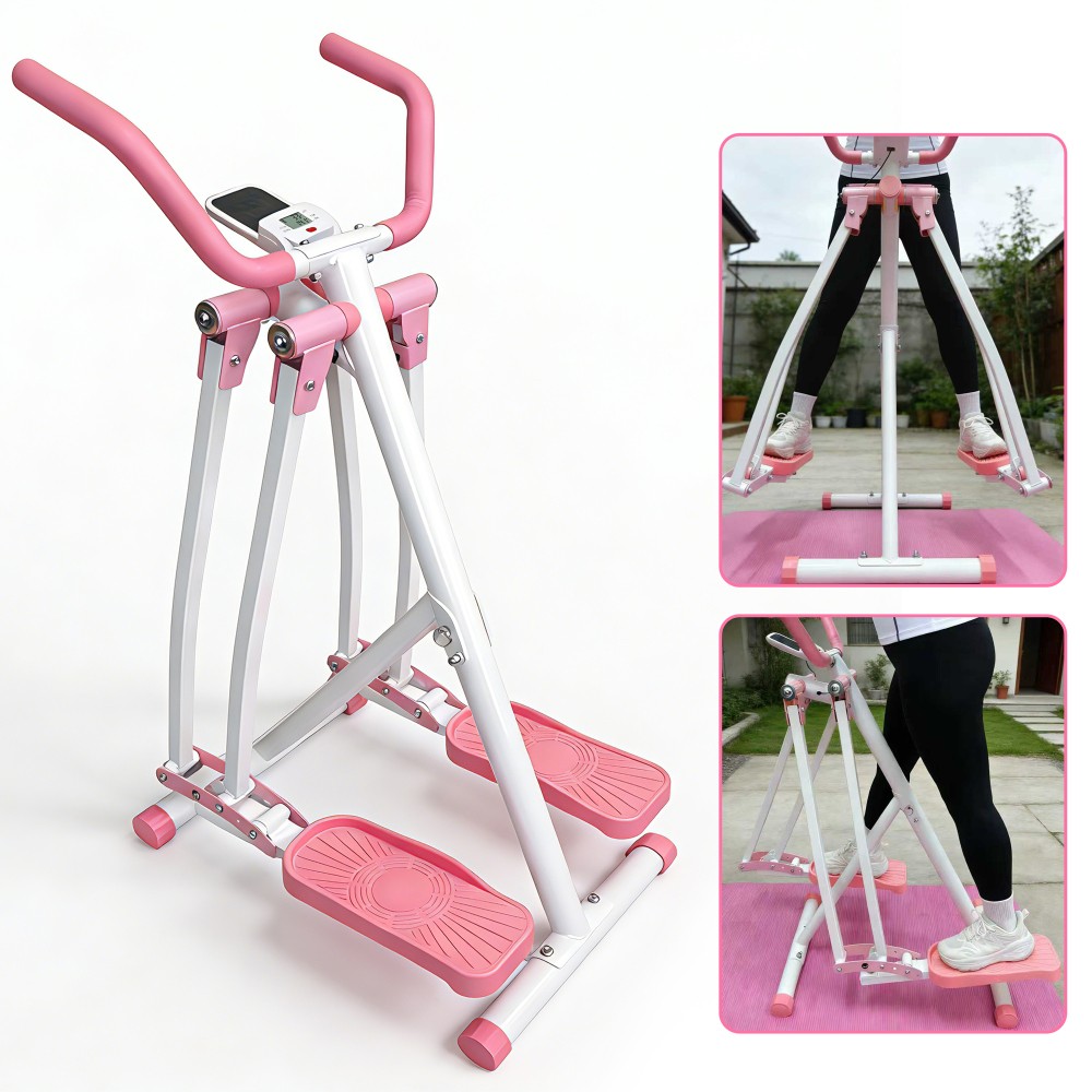 Air Walk Elliptical Glider, Foldable Low-Impact Cardio Cross Trainer, LCD