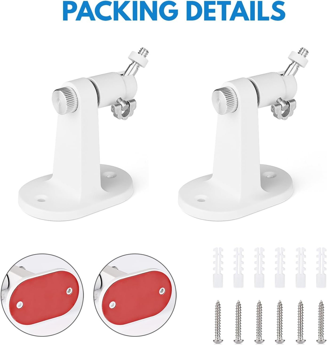 2Pack Adjustable Security Wall Mount Bracket for Ring Stick Up Cam & White
