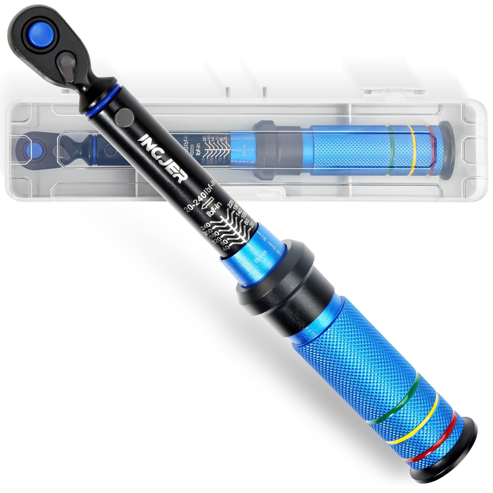 INGJER Torque Wrench, UPGRADE 1/4 1/4inch 20-240in.lb, Blue