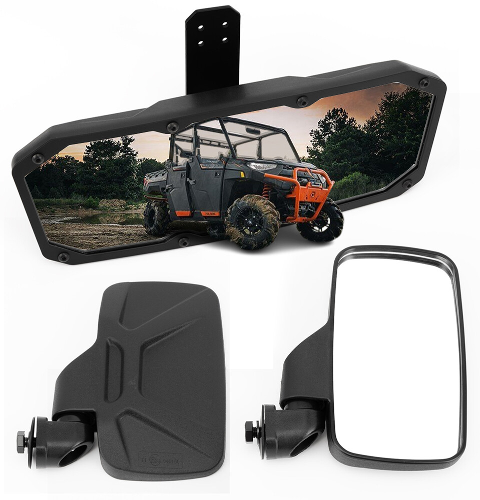For Polaris Ranger 500 570 900 1000 XP UTV Rearview Side Mirrors & Center Mirror