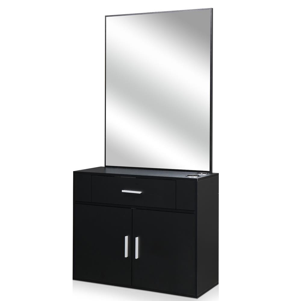 Wall Mount Salon Station Barber Styling Cabinet with Mirror Drawer Spa Equipment