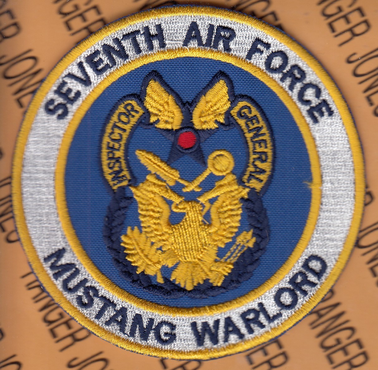 USAF Seventh Air Force Inspector General IG Mustang Warlord ~3.75" patch c/e