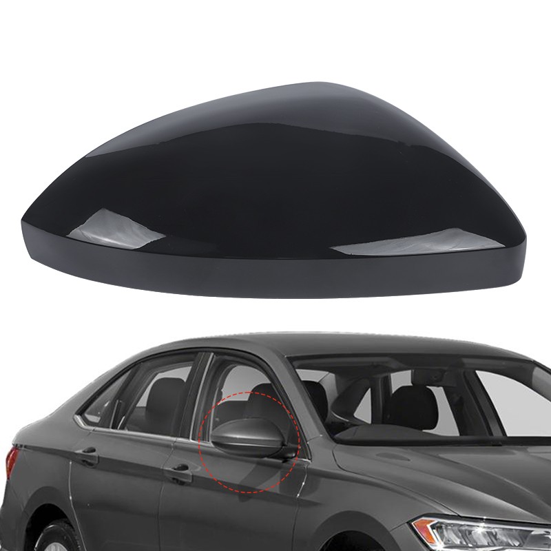 Right Passenger Side Mirror Cover Cap NO-Signal Gloss Black For 2019-25 VW Jetta