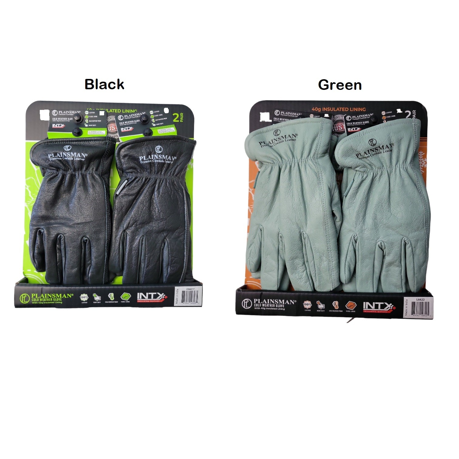 Plainsman Fleece-Lined Heavy Duty Cold Weather Cowhide Work Gloves, 2 Pair