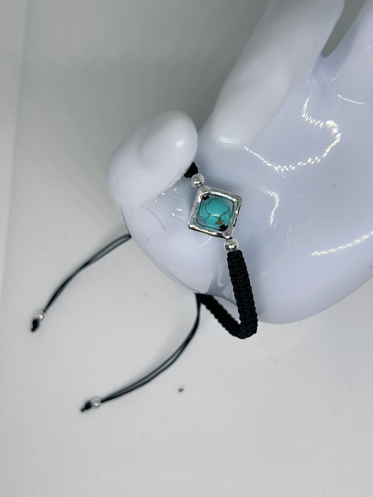 Blue Turquoise bracelet, Macrame Adjustable Bracelet, Gift Idea