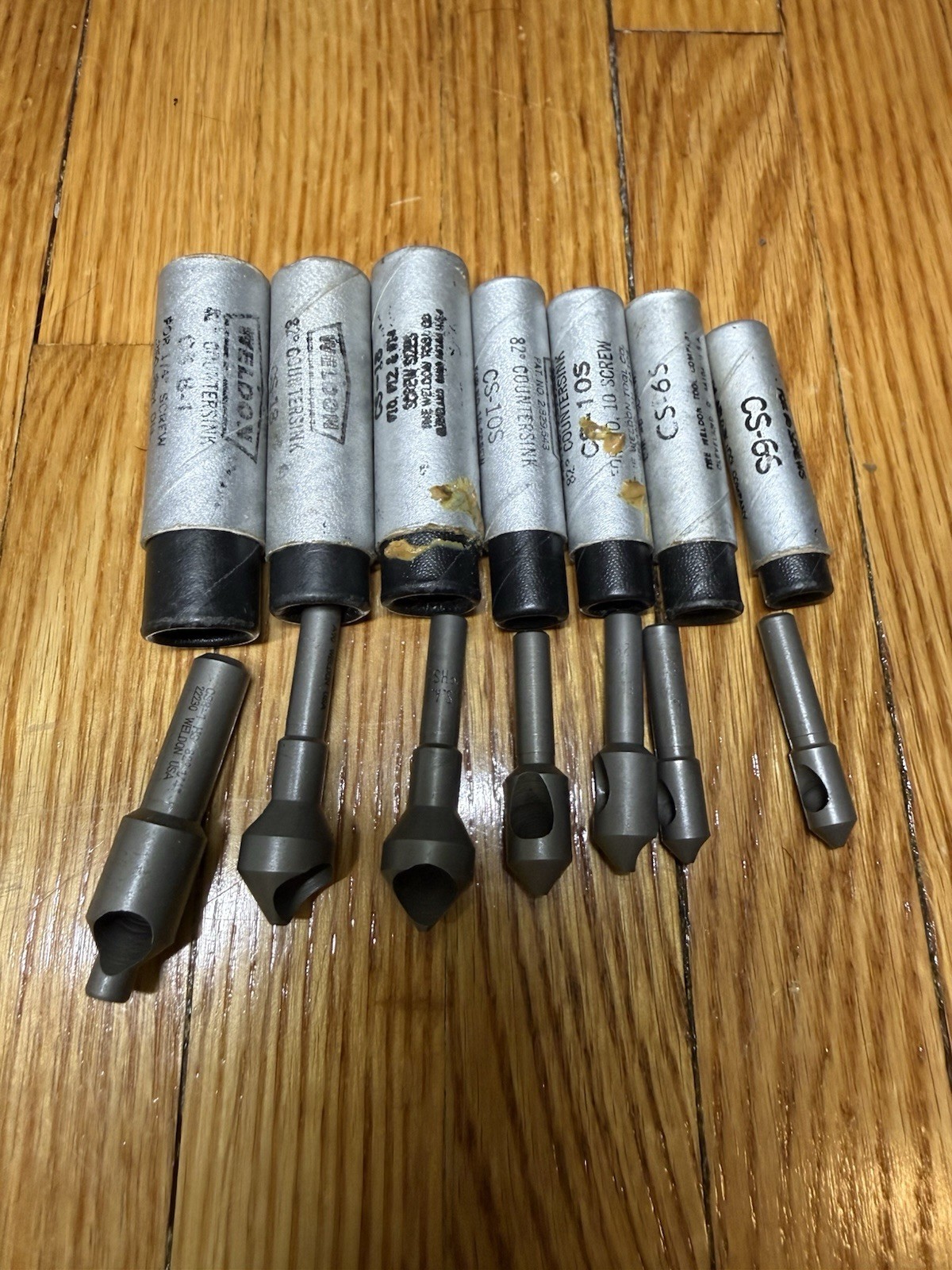 Weldon 7 Pc. CS8-1 CS-18, CS-10, CS-6 82° Countersink Deburring Tools NEW NOS