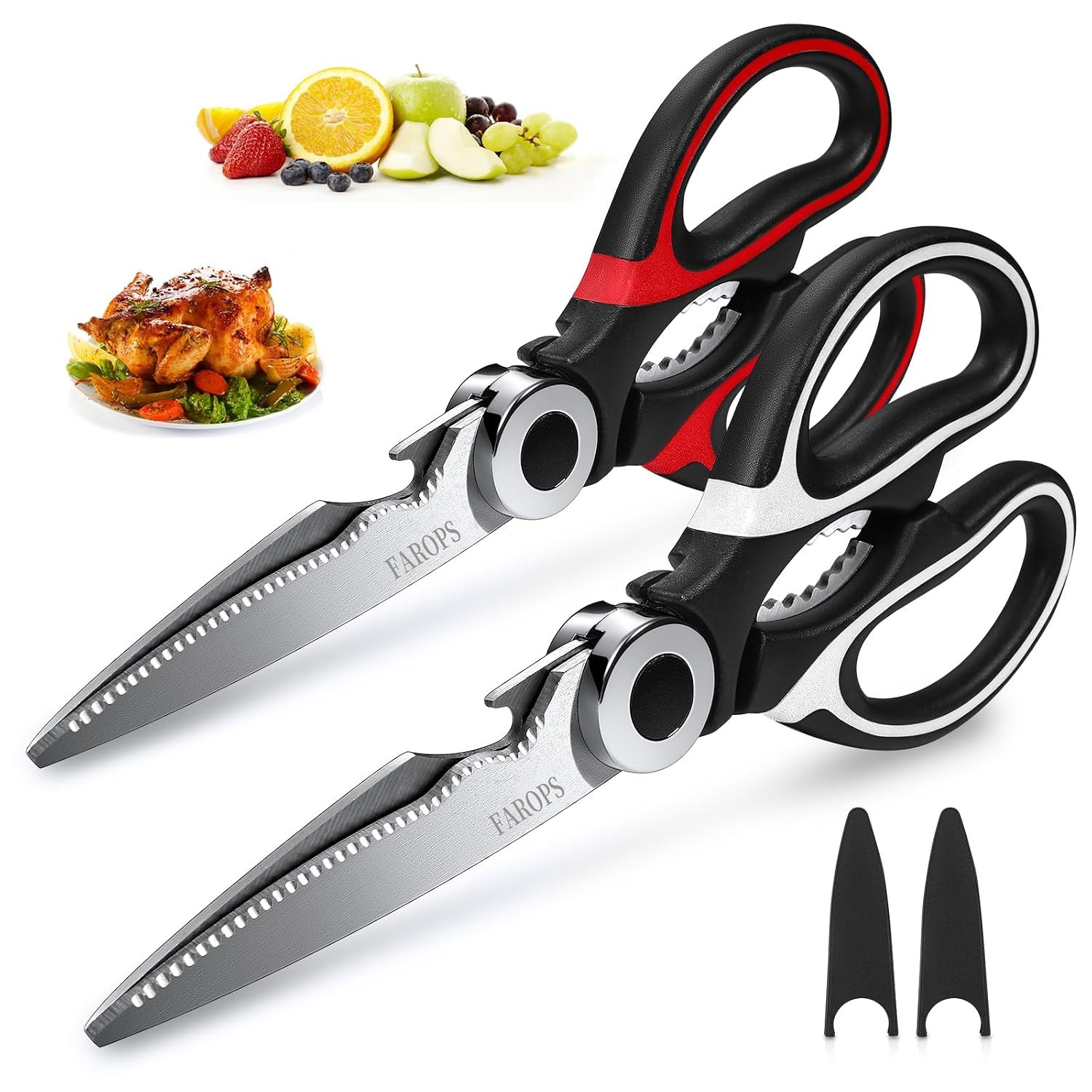 Heavy Duty Kitchen Scissors 2-Pack, Ultra Sharp Stainless Steel Meat Shears for