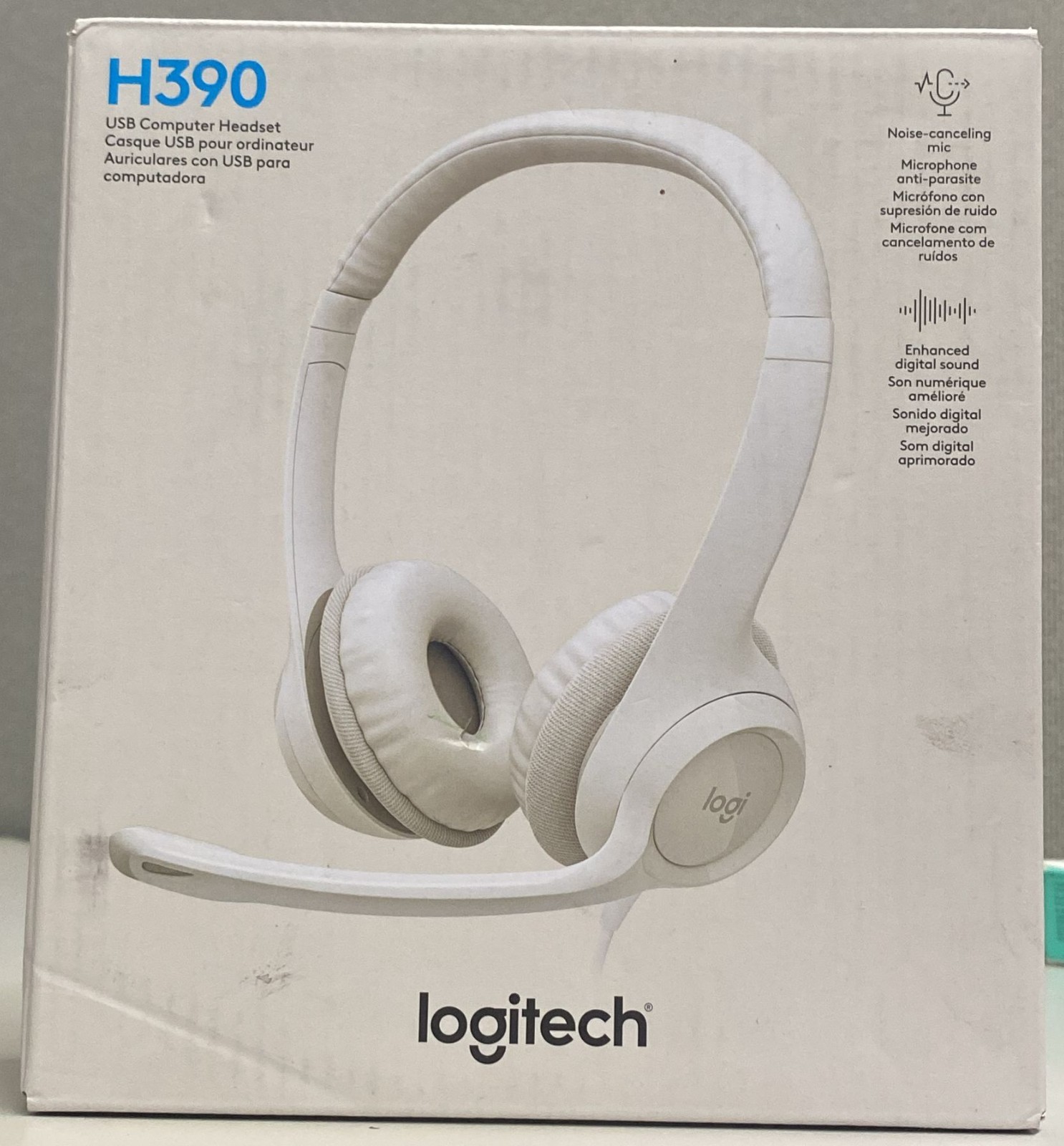 Logitech H390 Wired Headphones with Microphone USB On-Ear Stereo Off-White