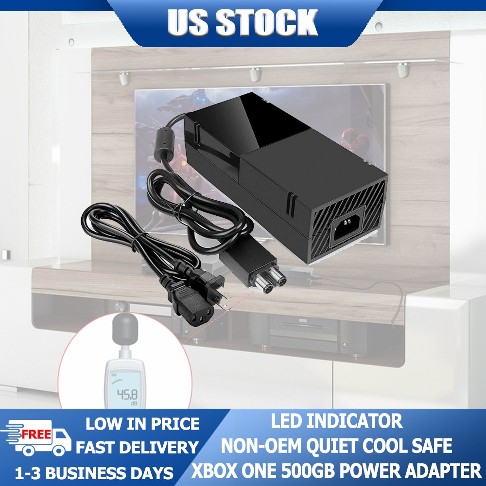 Xbox One 500GB Power Adapter Global Voltage Safe Quiet LED Indicator US Cable
