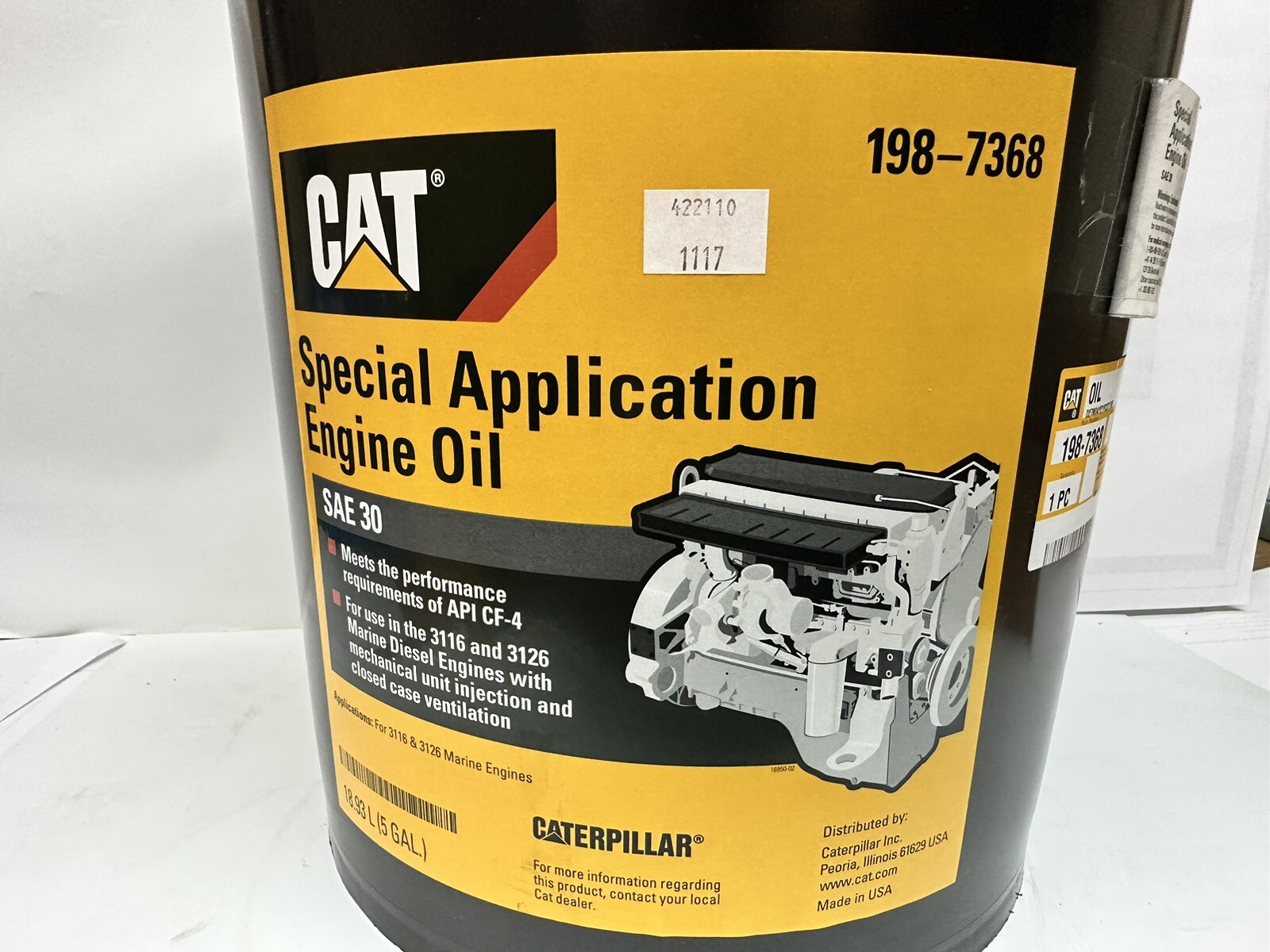 CAT Special Application Engine Oil SAE 30, 198-7368, 5 Gal