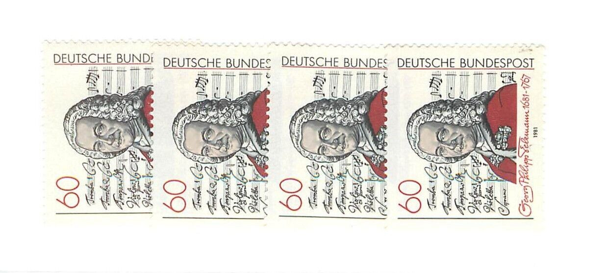 Bundesrepublik MNH ** 1085 Scott 1344 Georg Philipp Telemann (4x)