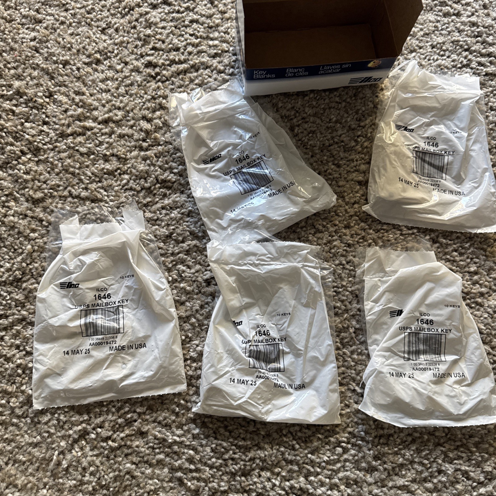 50 Key Blanks – Ilco USA 1646 Key Blanks Usps Mailbox Keys. NEW in Box