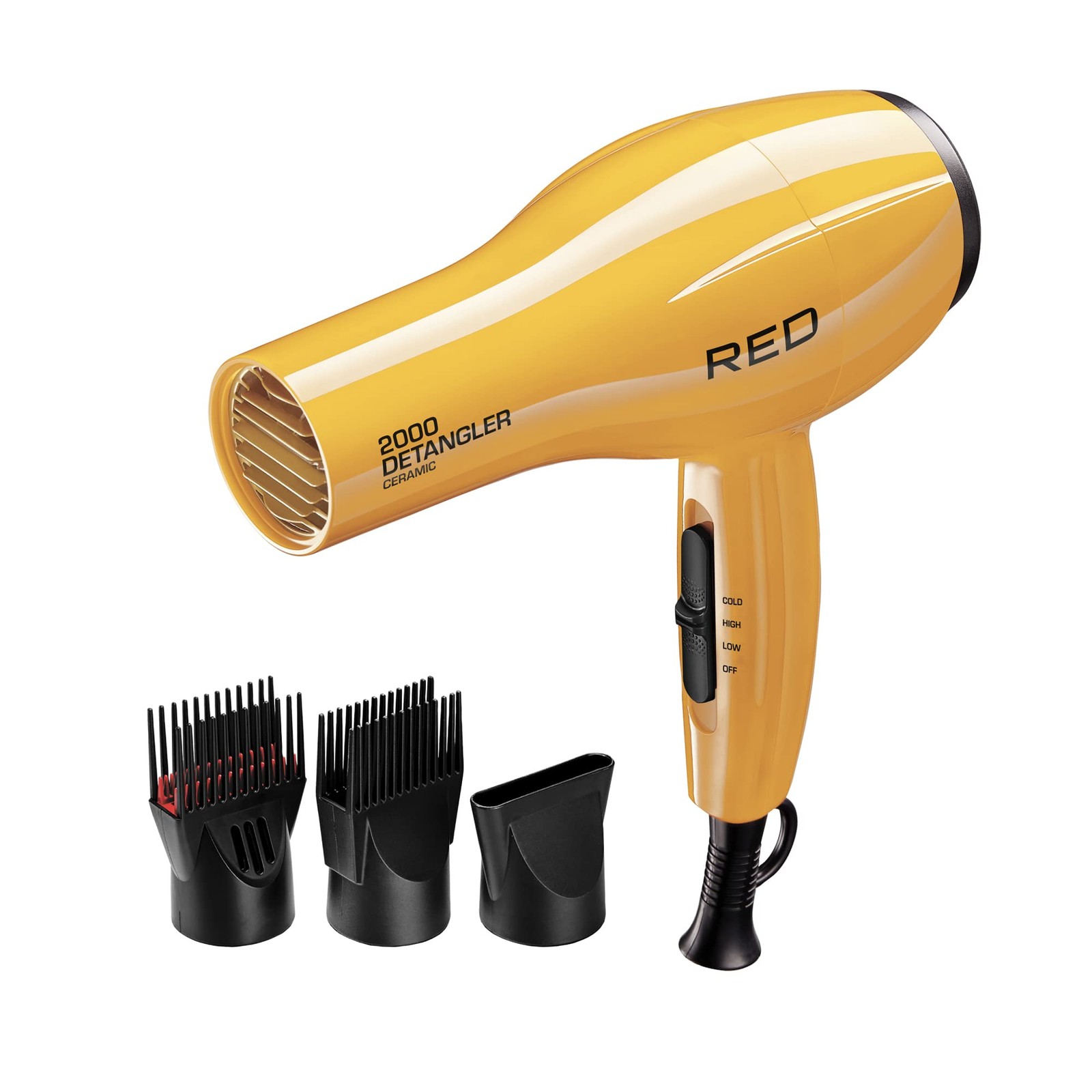 RED by KISS 2000 Ceramic Hair Dryer, Pro Salon Blow Dryer + 3 Attachments