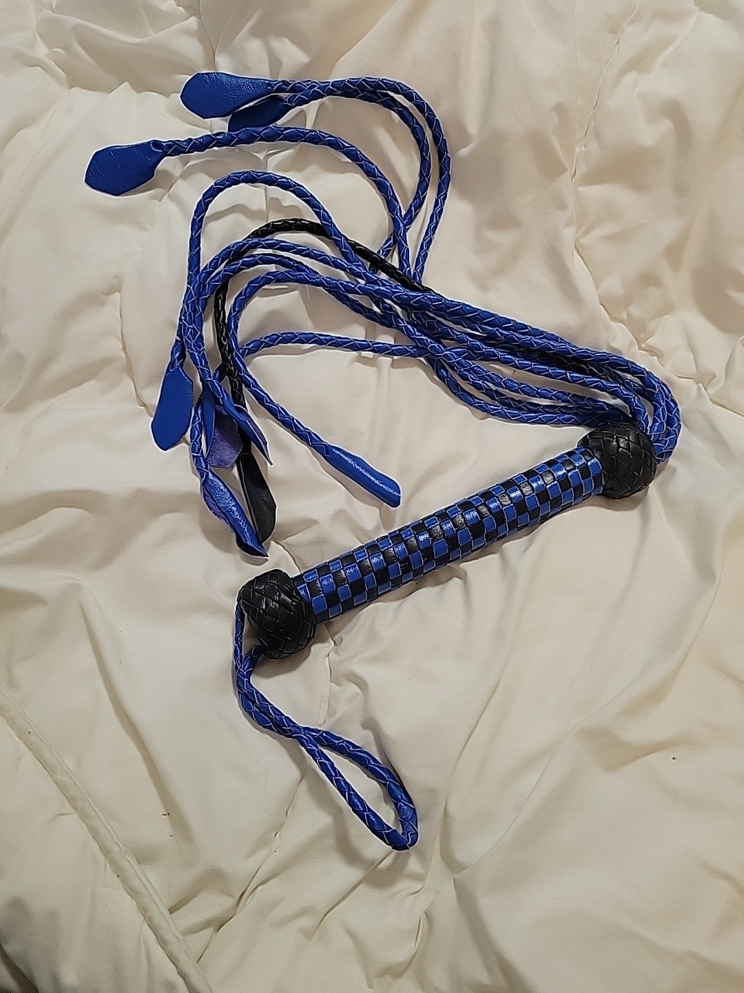 New CAT O NINE TALES FLOGGER/Bull Whips/Hoese Whip. Blue and Black Color.