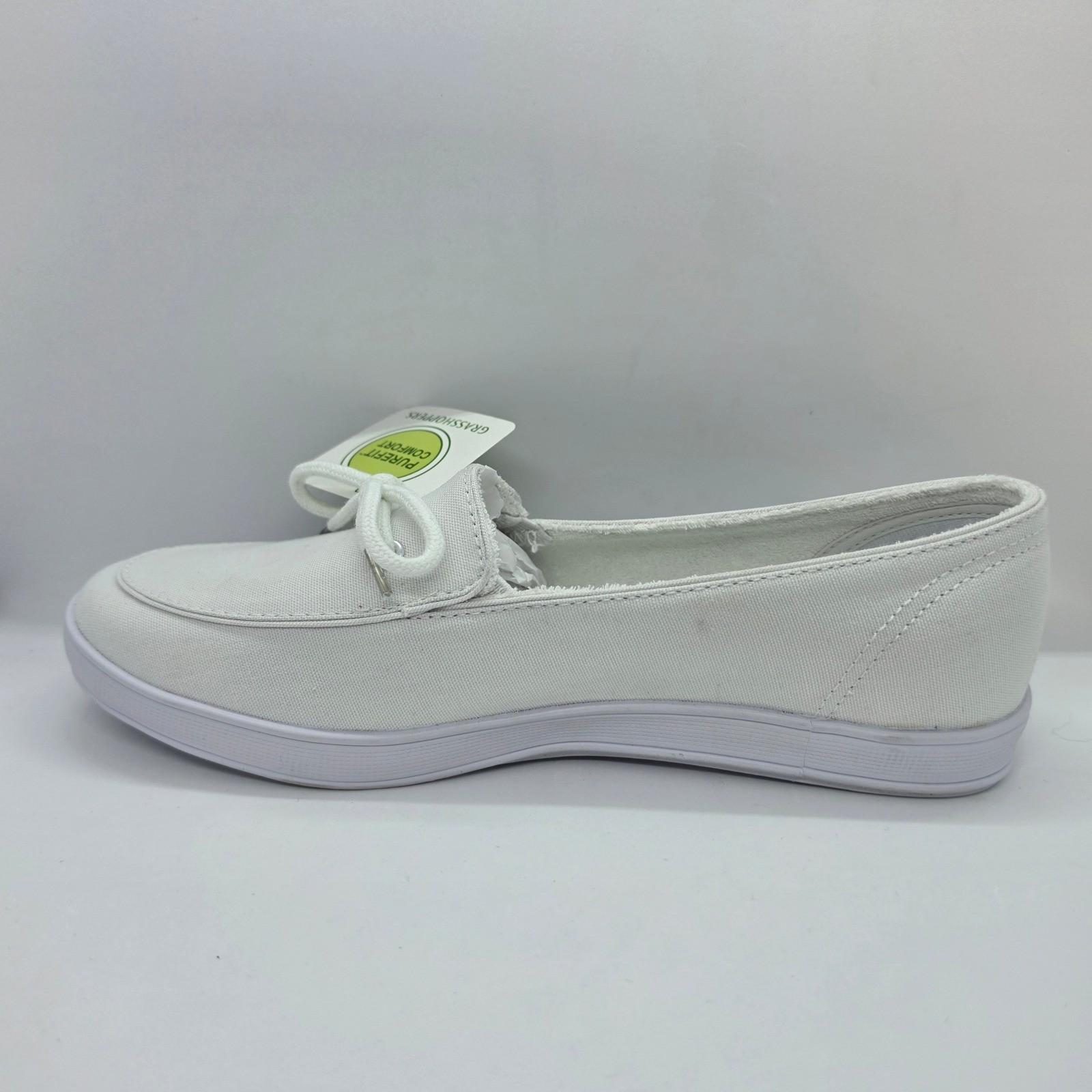 Grasshoppers Purefit Comfort White Canvas Slip On Sneakers EF21875 Womens 8W