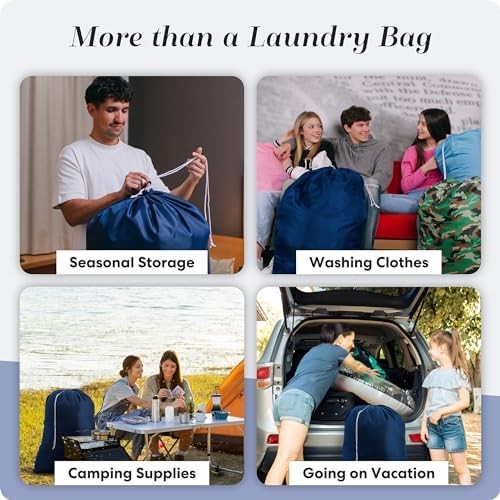 Laundry Bag - Locking Drawstring Closure and Machine Washable. Large, blue