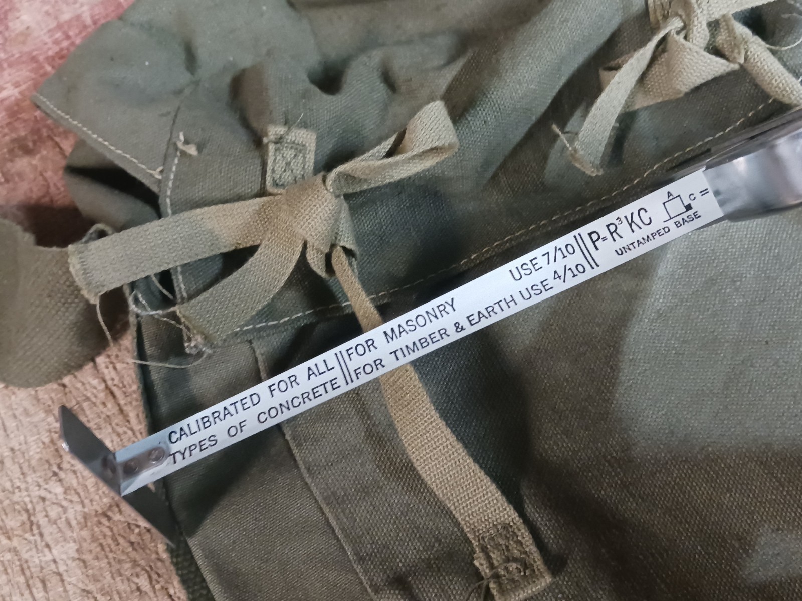 USGI Vietnam Canvas Demo Bag With Computing Tape Measure