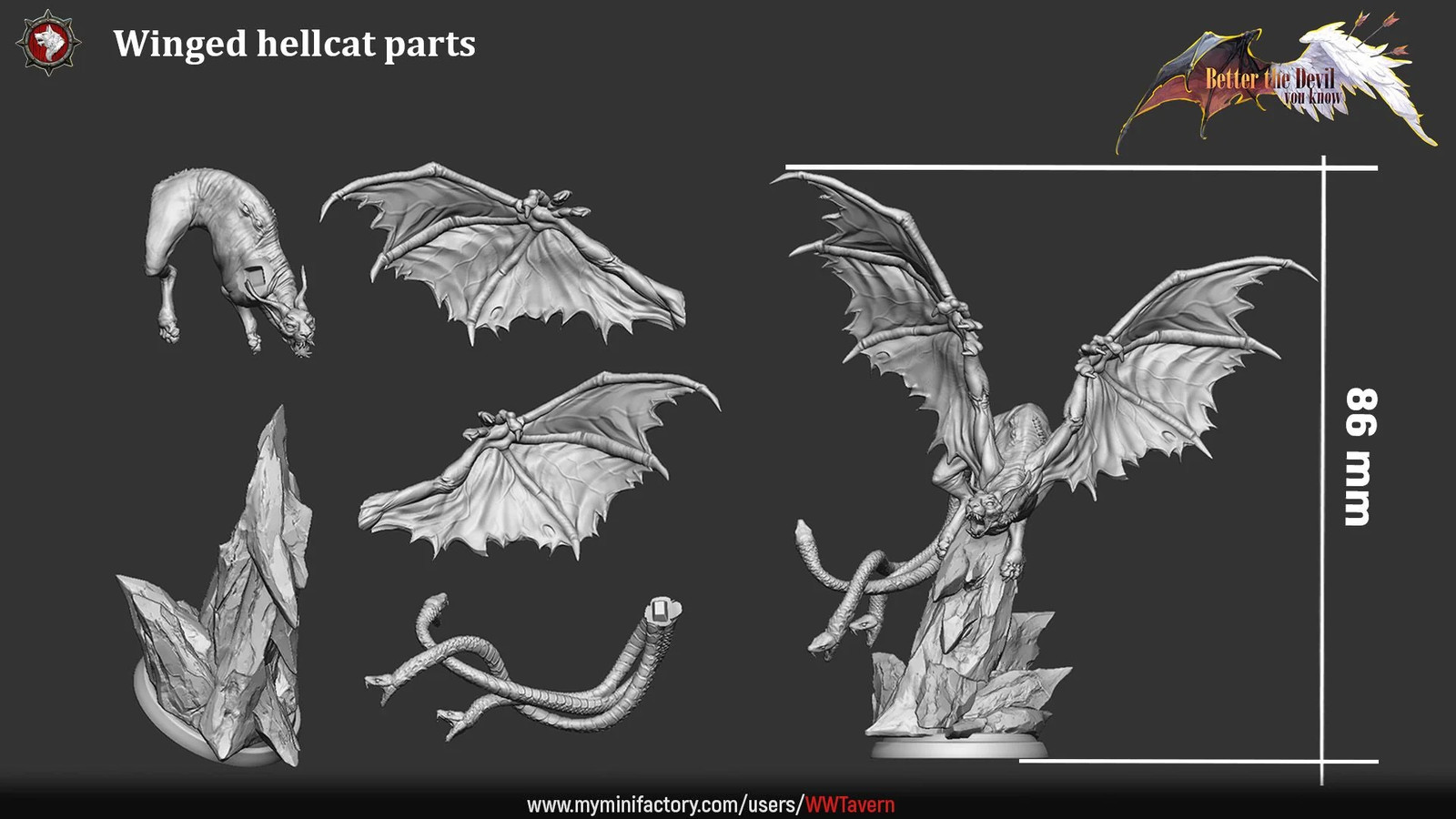 Winged Hellcat - Resin Tabletop Miniature