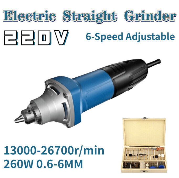260W Handheld Straight Grinding Machine Electric Die Grinder 6-Speed Adjustable