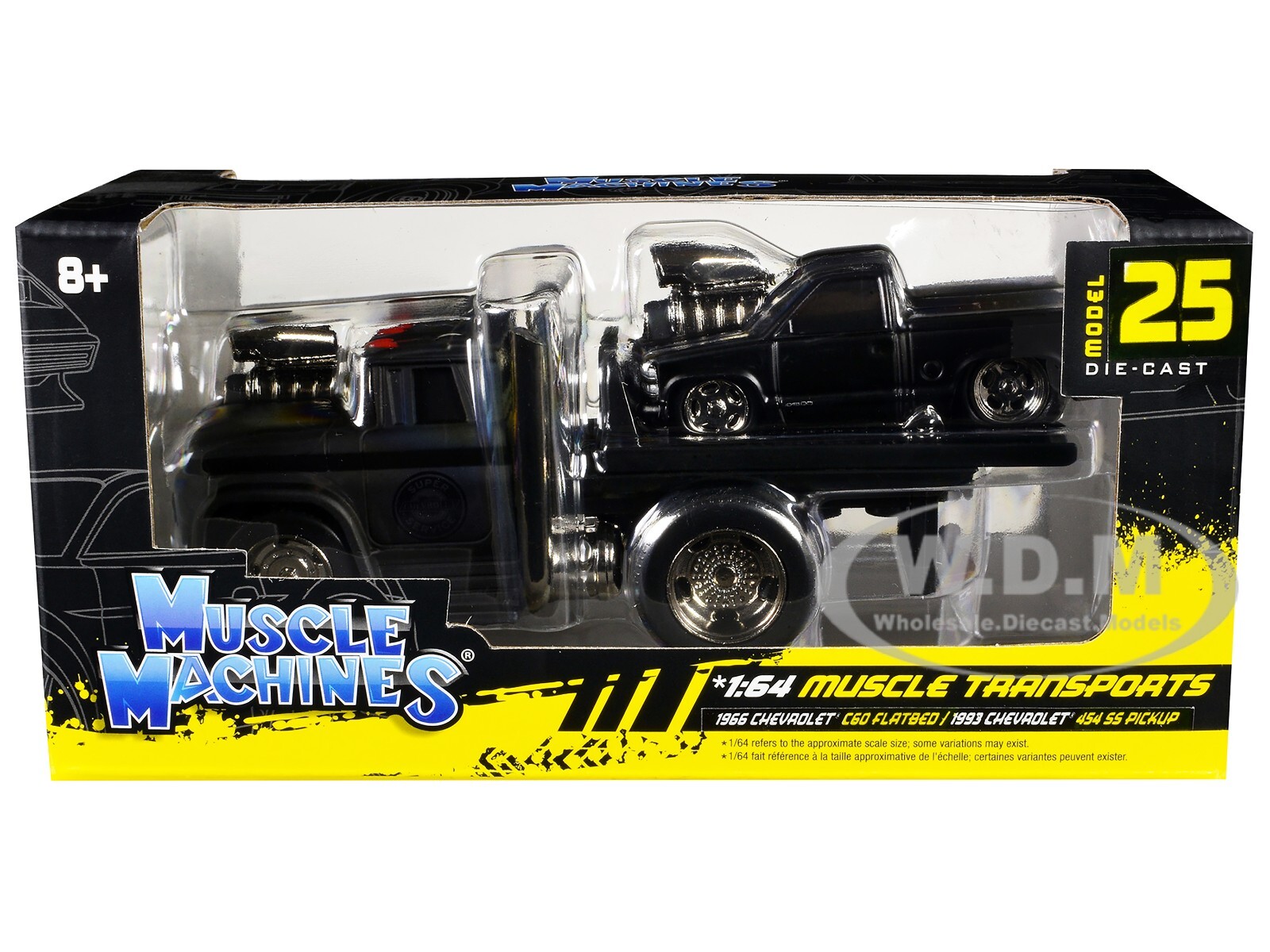 1966 CHEVROLET C60 FLATBED & 1993 454 SS PICKUP 1/64 BY MUSCLE MACHINES 11558