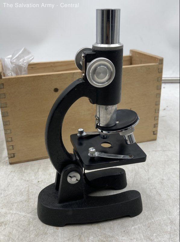 Atco Black Upright Biological Laboratory Mini Stereo Microscope With Box