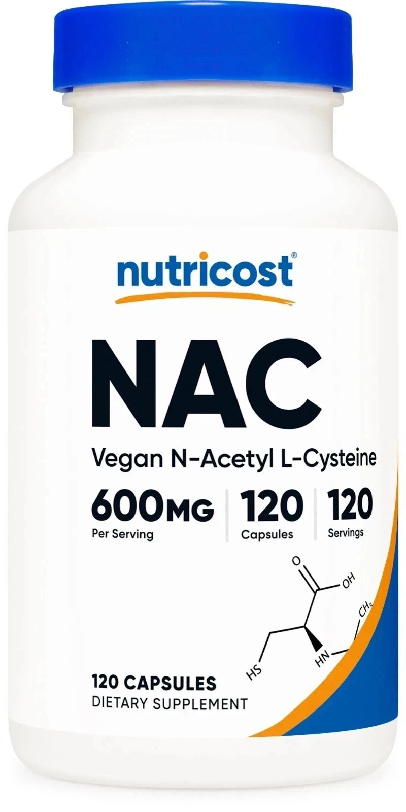 Nutricost N-Acetyl L-Cysteine (NAC) 600mg, 120 Vegan Capsules - Non-GMO New
