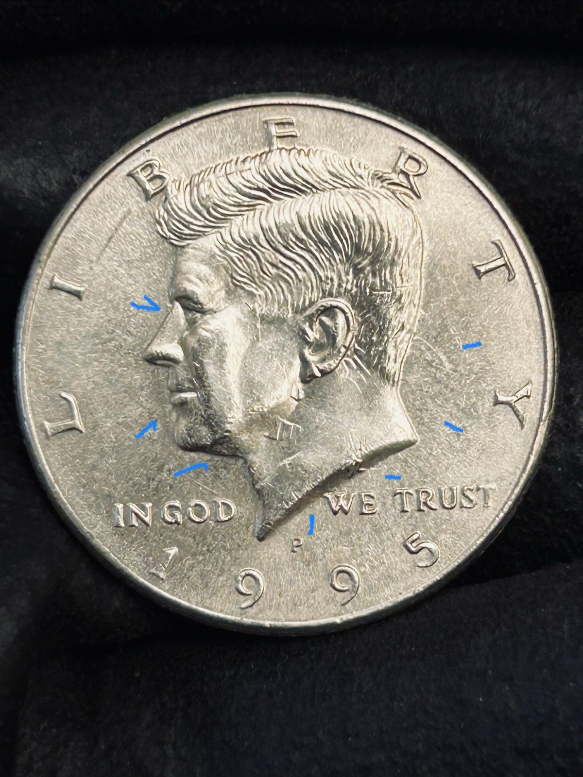1995-P Kennedy Half Dollar Clashed Dies Major Error Struck