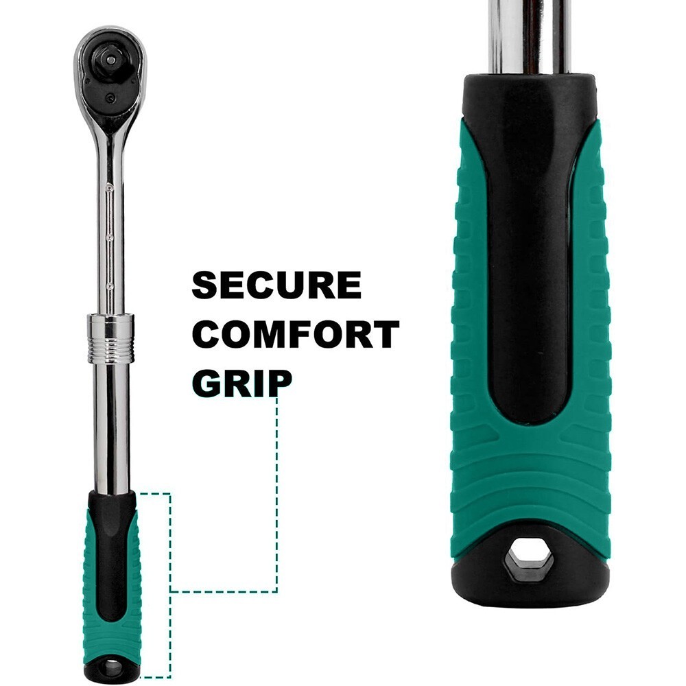 3PCS 1/4" 3/8" 1/2" Drive Ratchet Socket Wrench Quick-Release Spanner 72 Teeth