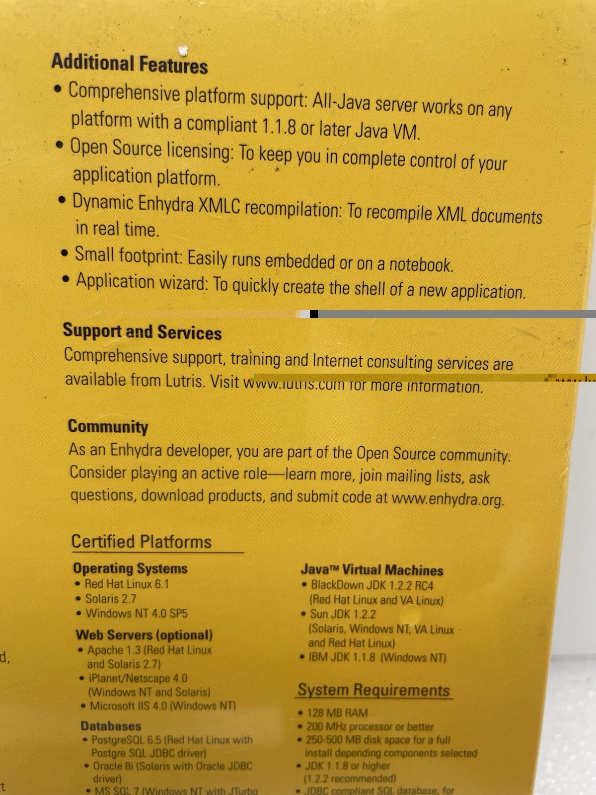 NEW SEALED LUTRIS ENHYDRA SOFTWARE OPEN SOURCE JAVA XML APPLICATION SERVER