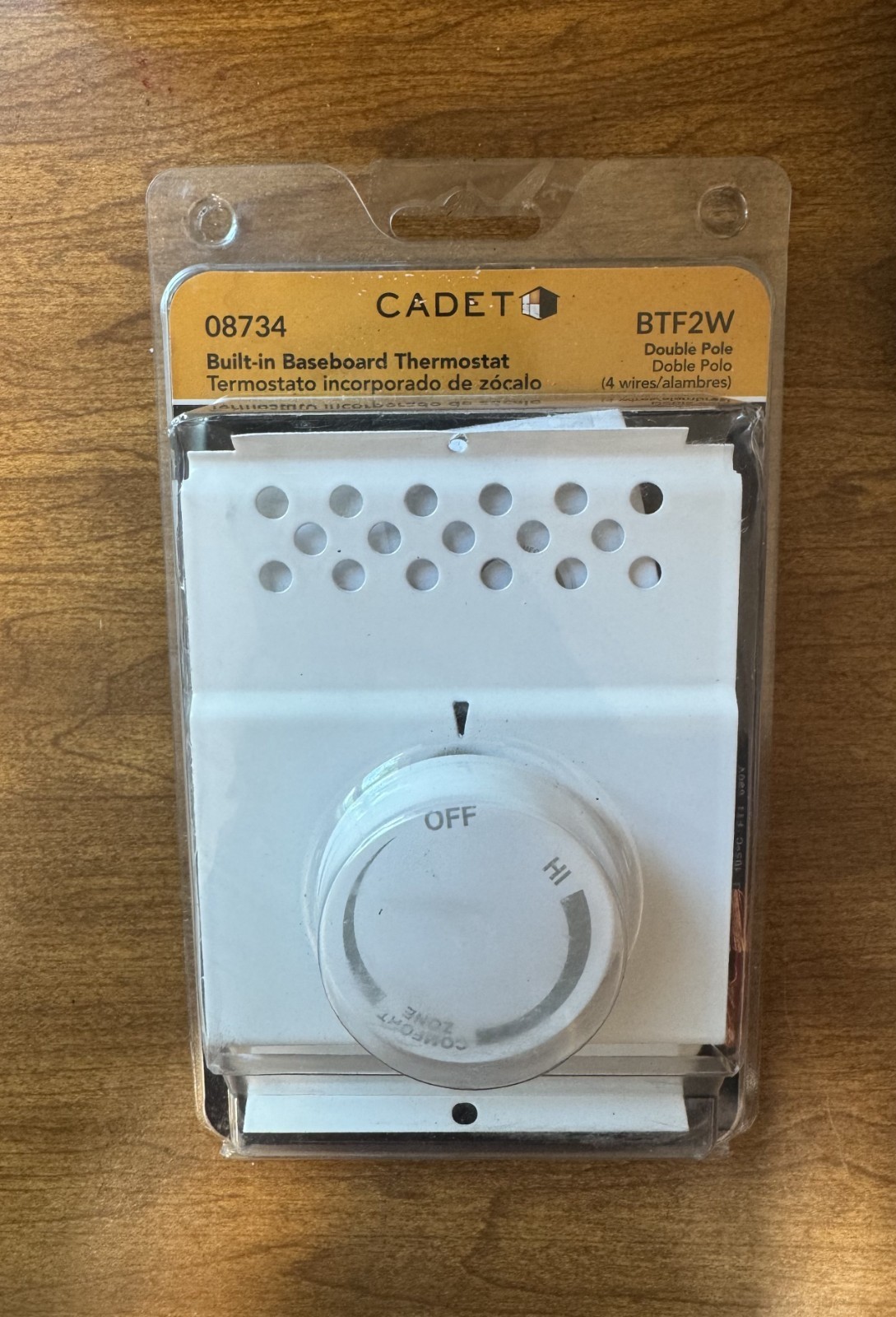 Cadet BTF2W Double Pole Baseboard Heater Thermostat 08734 NEW