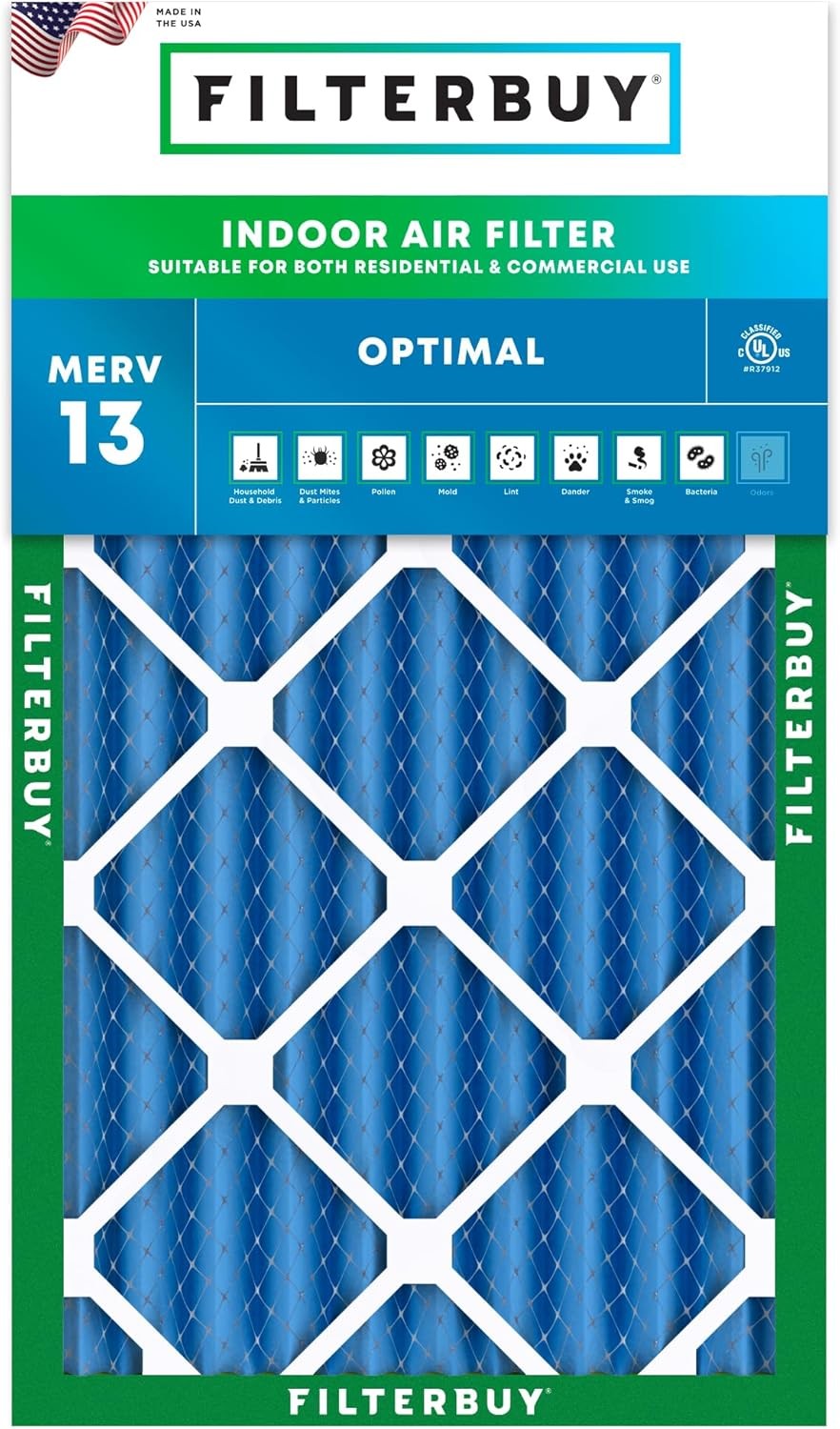 Filterbuy 14x25x4 Pleated Air Filters, Replacement for HVAC AC Furnace (MERV 13)