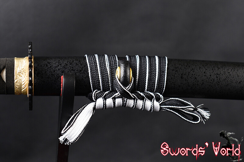 White Black Synthetic Silk Sageo Wrapping cord for Saya of Japanese Sword