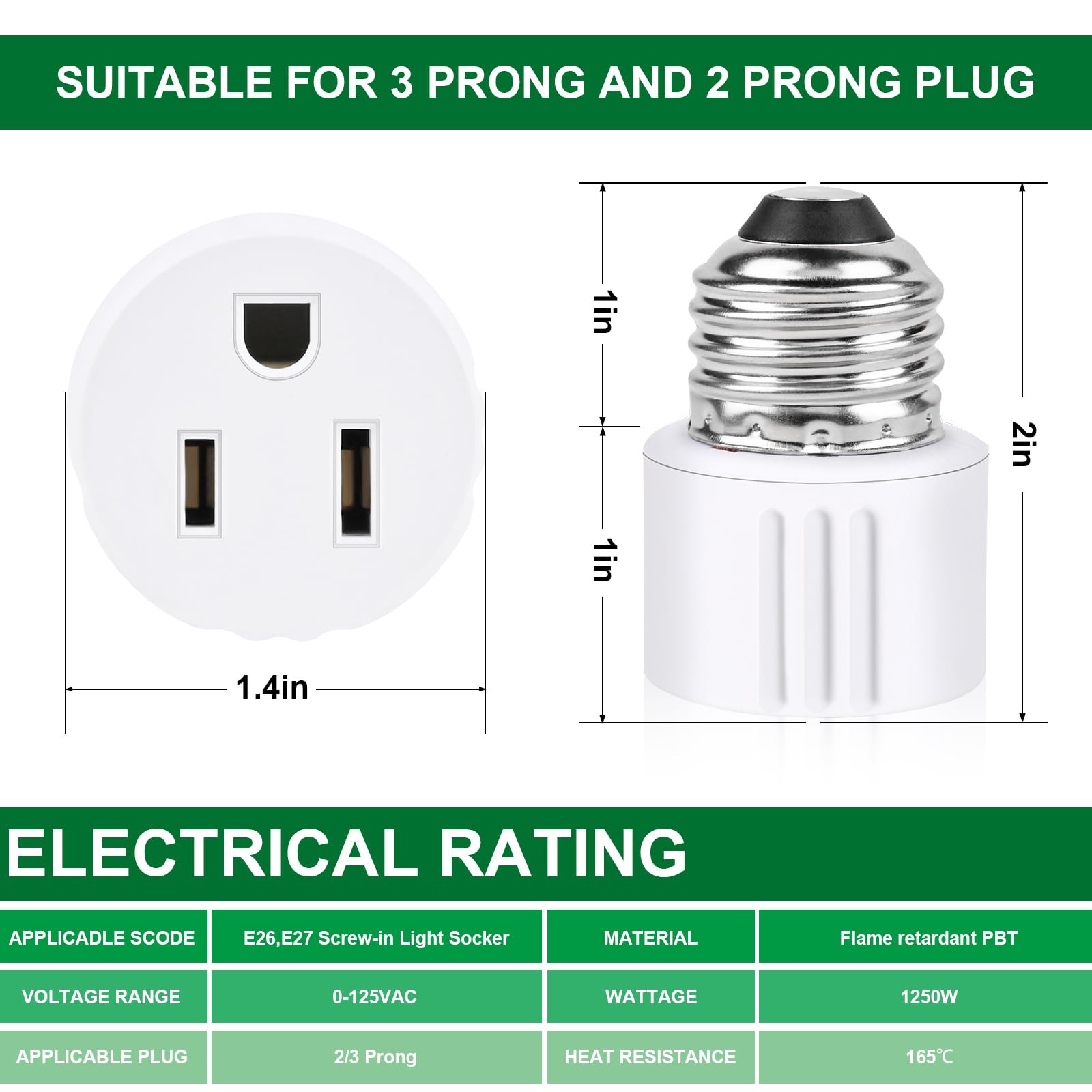 Outlet Light Socket Adapter,Screw in Outlet Socket,E26 Light Bulb Outlet Socket