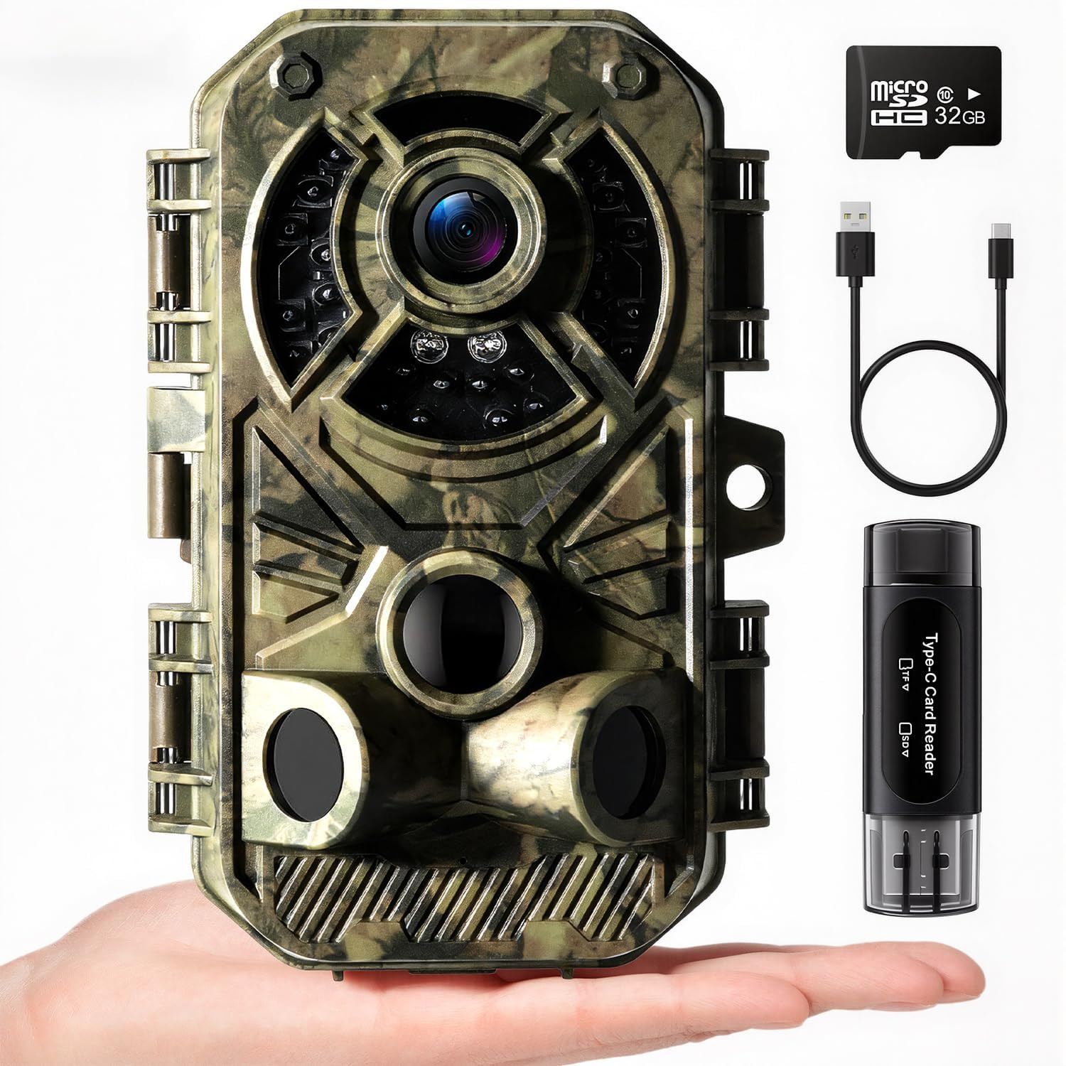 Trail Camera 32MP 2.7K, Mini Game Camera with Night Vision, Motion Activated 0.2