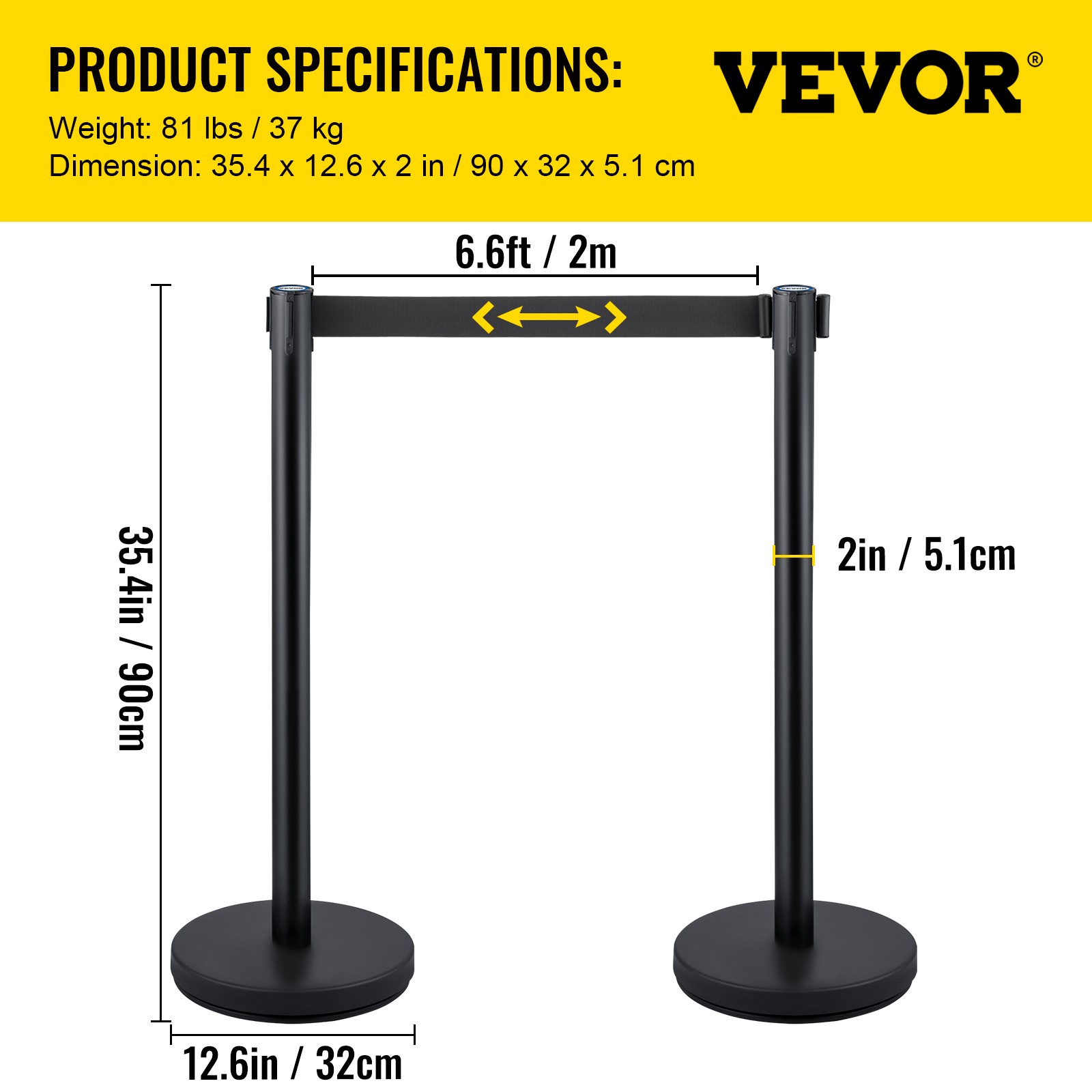 6Pack Crowd Control Barrier Queue Poles Black Retractable Belt Stanchion Posts