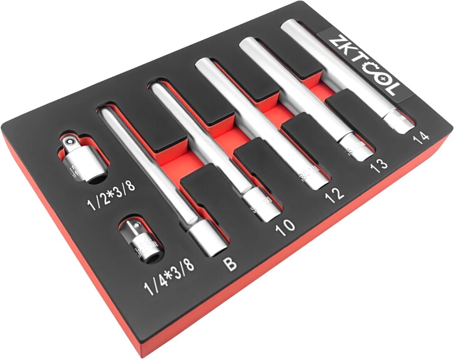 ZKTOOL 7PC 3/8-Inch Drive Deep Metric Socket Set, 8-14MM Extra Long Deep 120M...