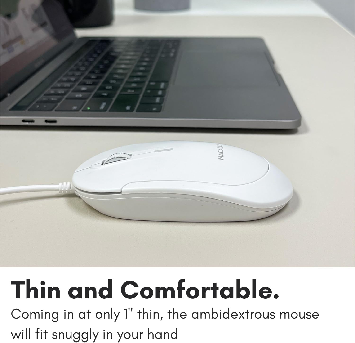Macally Wired USB C Mouse for Mac and PC - Slim, Quiet, and Reliable - Type C Mo