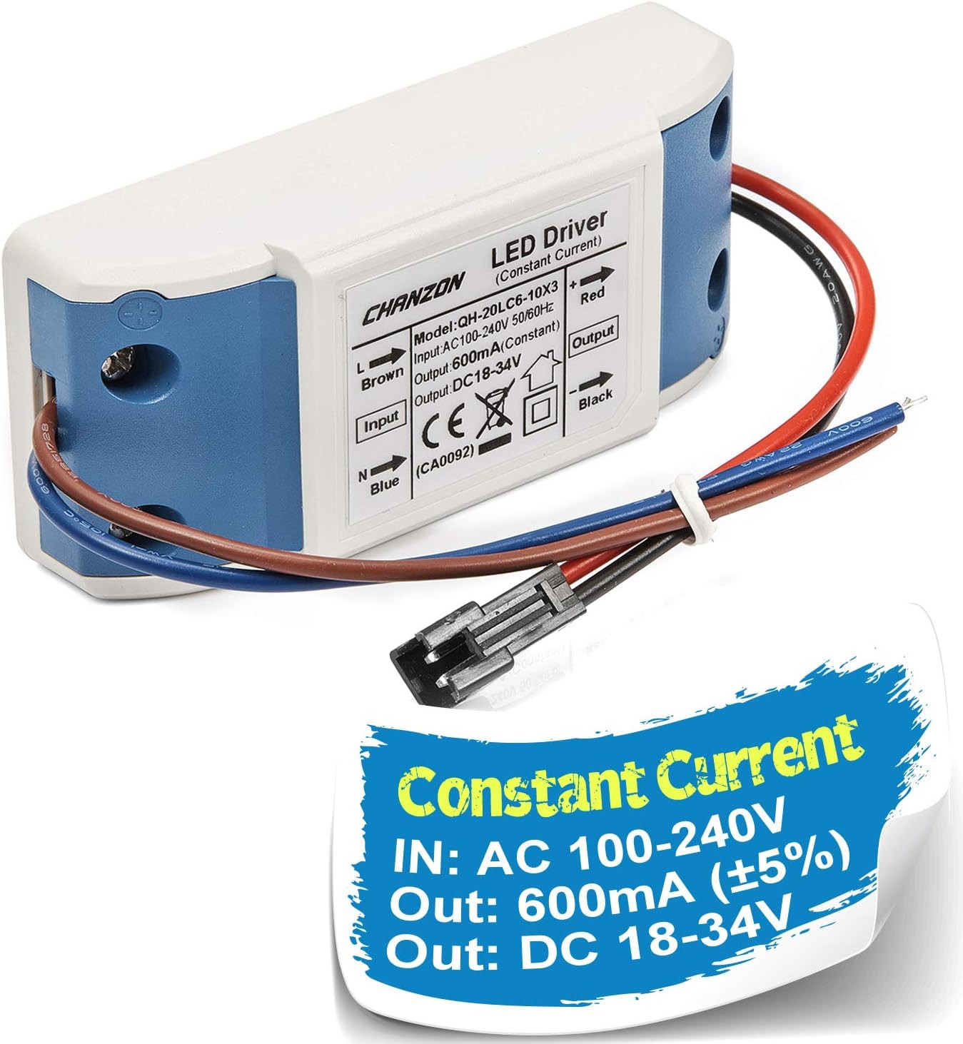 LED Driver 600Ma (Constant Current Output) 18V-34V (In: 100-240V AC-DC) (6-10)X3
