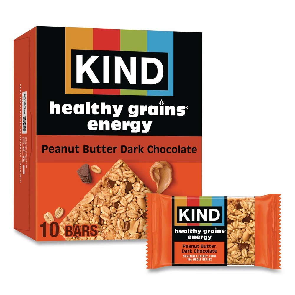 KIND 67075 Healthy Grains Energy Bars - Peanut Butter Dark Chocolate (10/BX) New