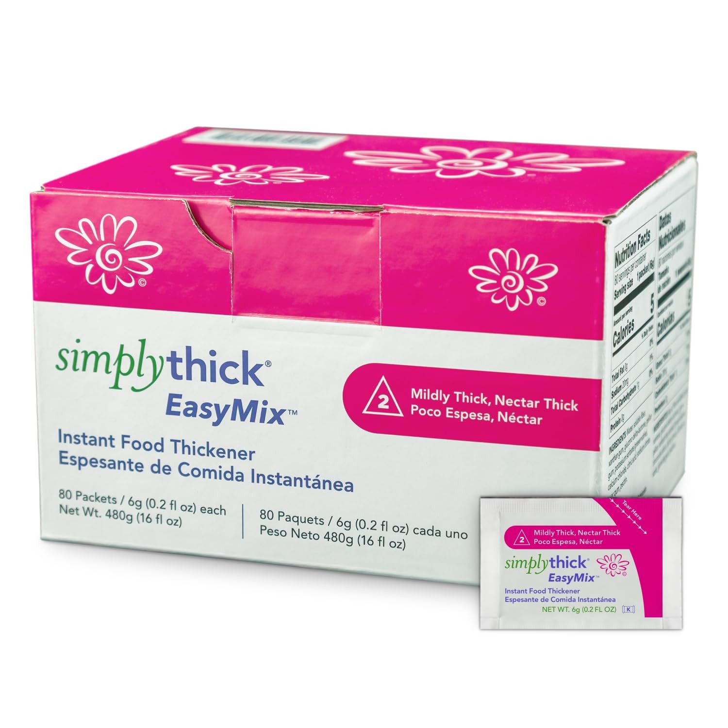 SimplyThick EasyMix | 80 Count of 6g Individual Packets | Gel Thickener for t...
