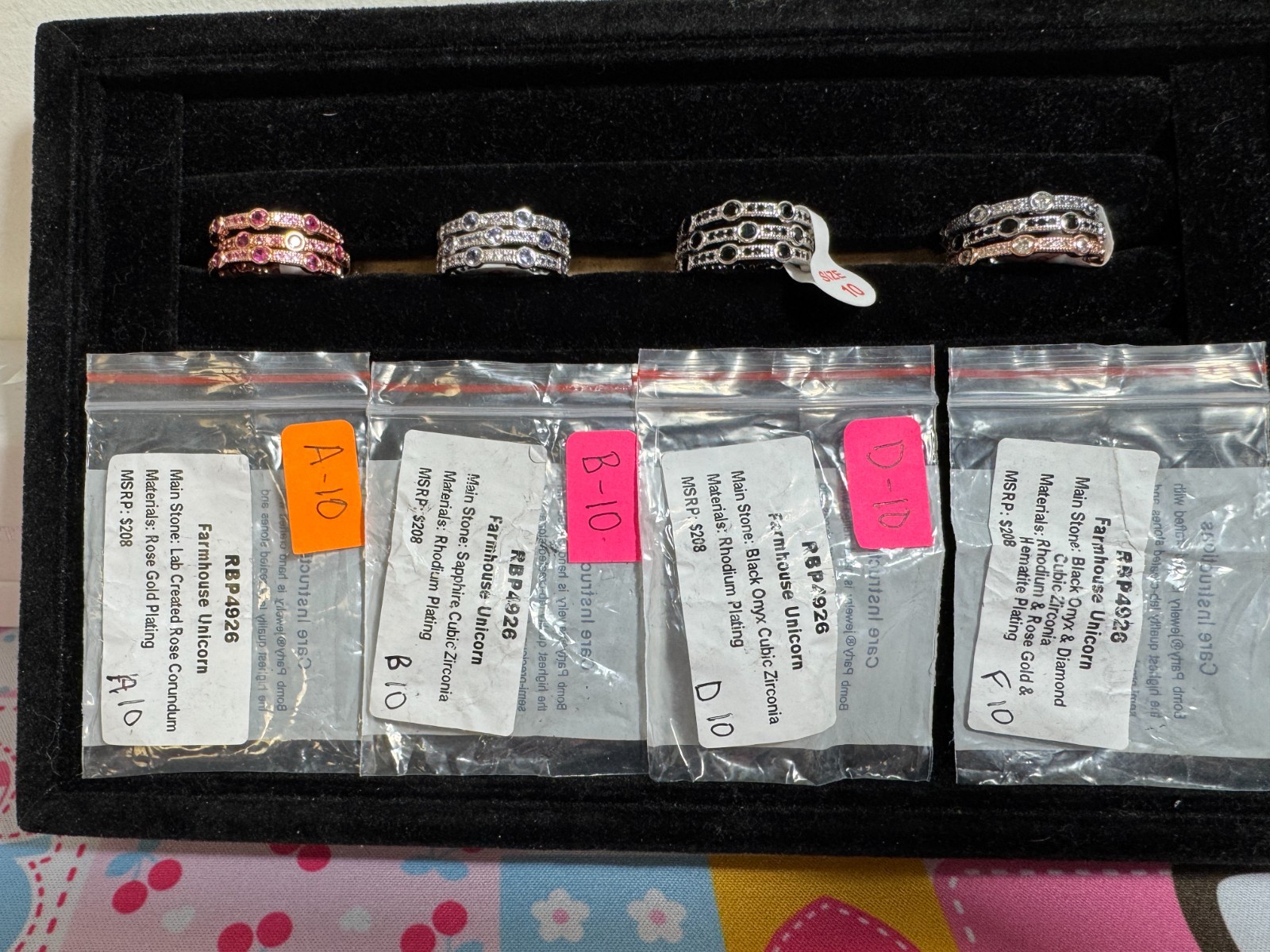 Bomb Party RBP4926  “Farmhouse Unicorns" (Set of 3 Rings)  Sizes 10 & 11 NWT