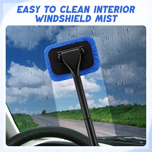 8 Pcs Car Windshield Cleaner Tool Kit with Removable Handle, Royal Blue