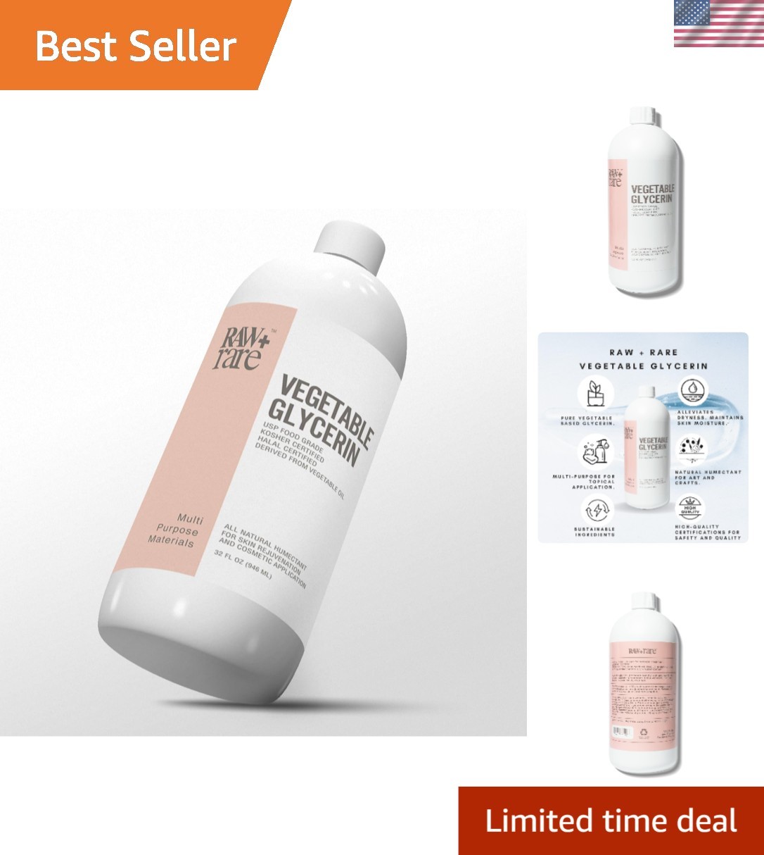 32 fl. oz. Pure Vegetable Glycerin - USP Food & Cosmetic Grade for Skin & Crafts