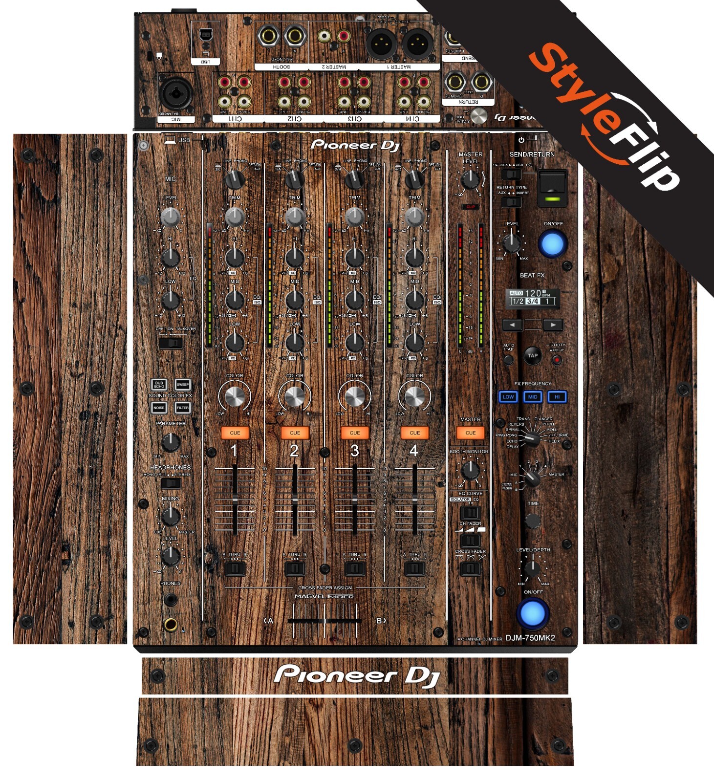 Pioneer DJM-750 MK2 | Wood 3 | Protective Decal | StyleFlip Skins