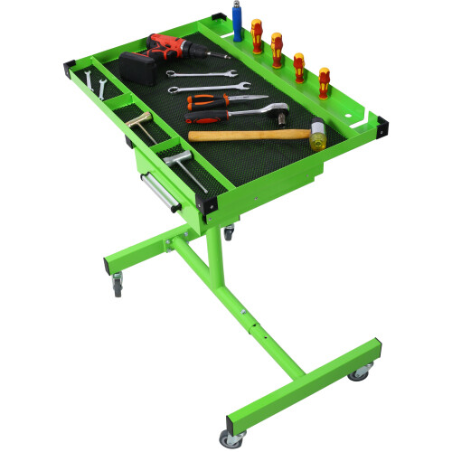 Heavy Duty Adjustable Work Table Bench With Drawer 220 lbs Rolling Tool Cart