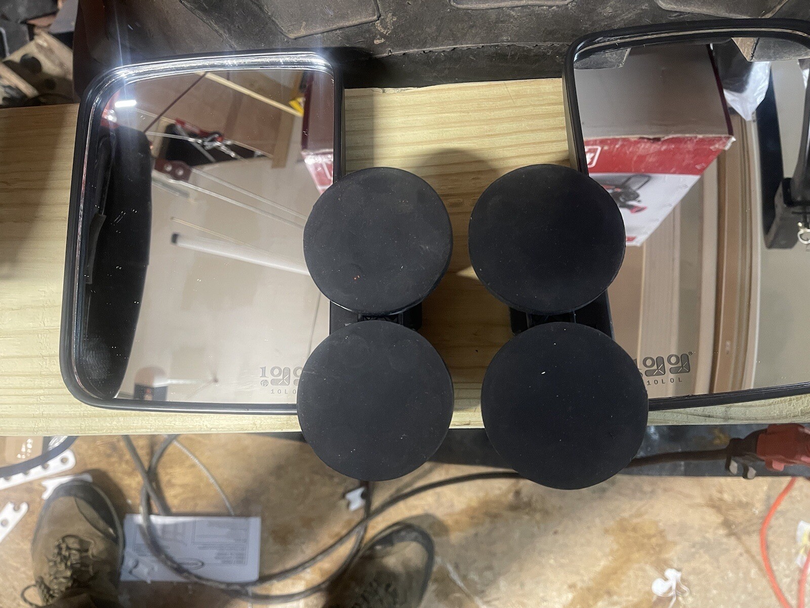 2 RUBBER COATED MAGNETIC MIRRORS skidsteer, kubota, john deere, skid loader 1025