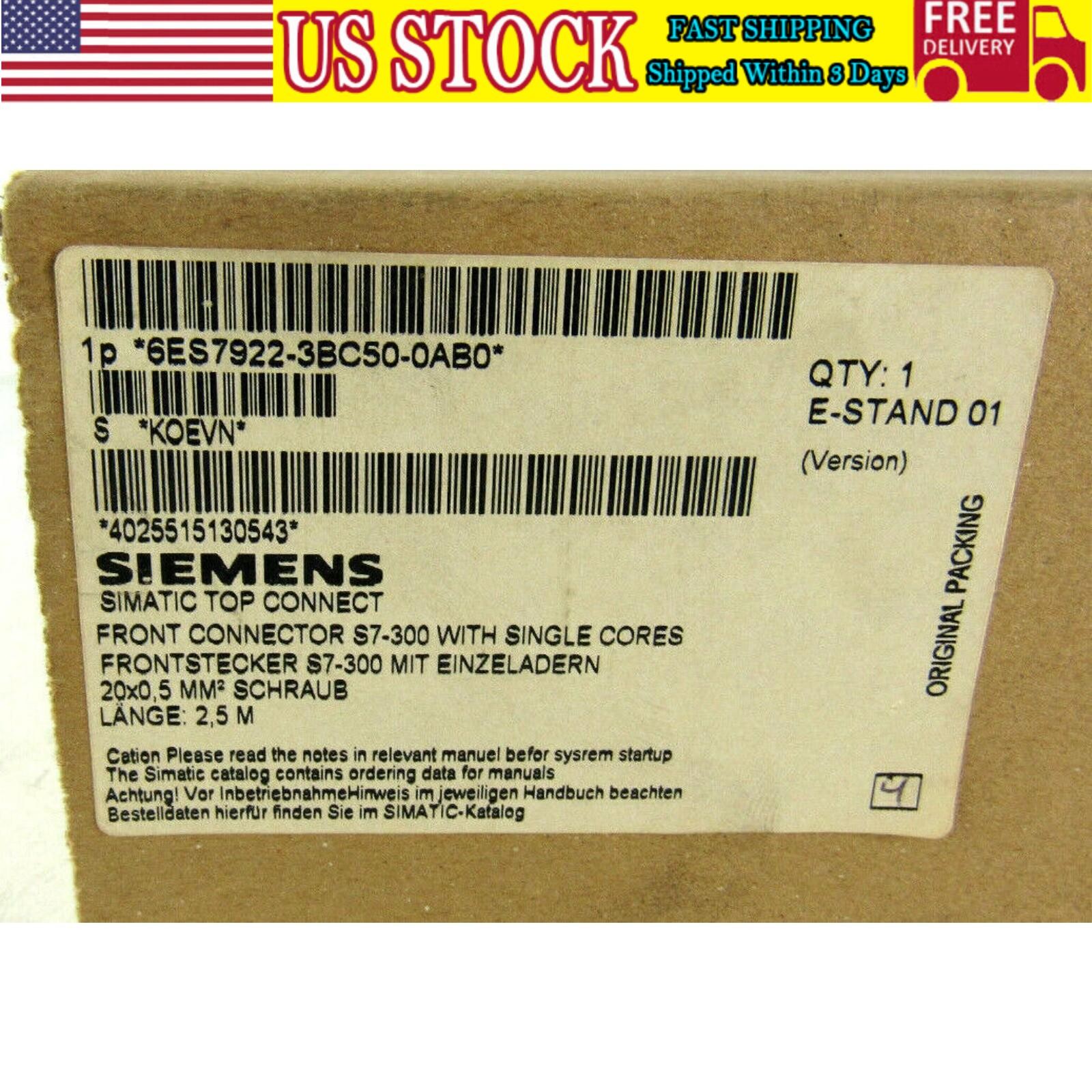 Siemens Front Connector 6ES7922-3BC50-0AB0 6ES7 922-3BC50-0AB0 FS :0 2