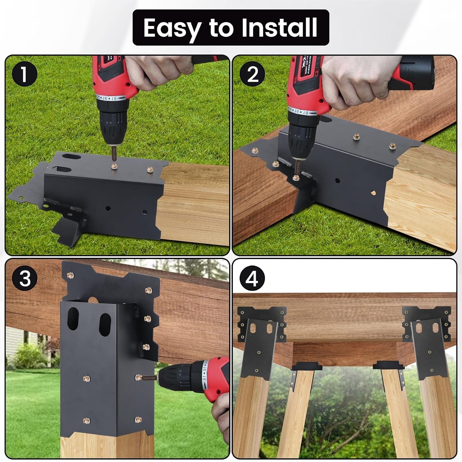 Rust-Resistant Deer Stand Brackets 4-Pack, Supports Up to 2000 lbs for Platforms