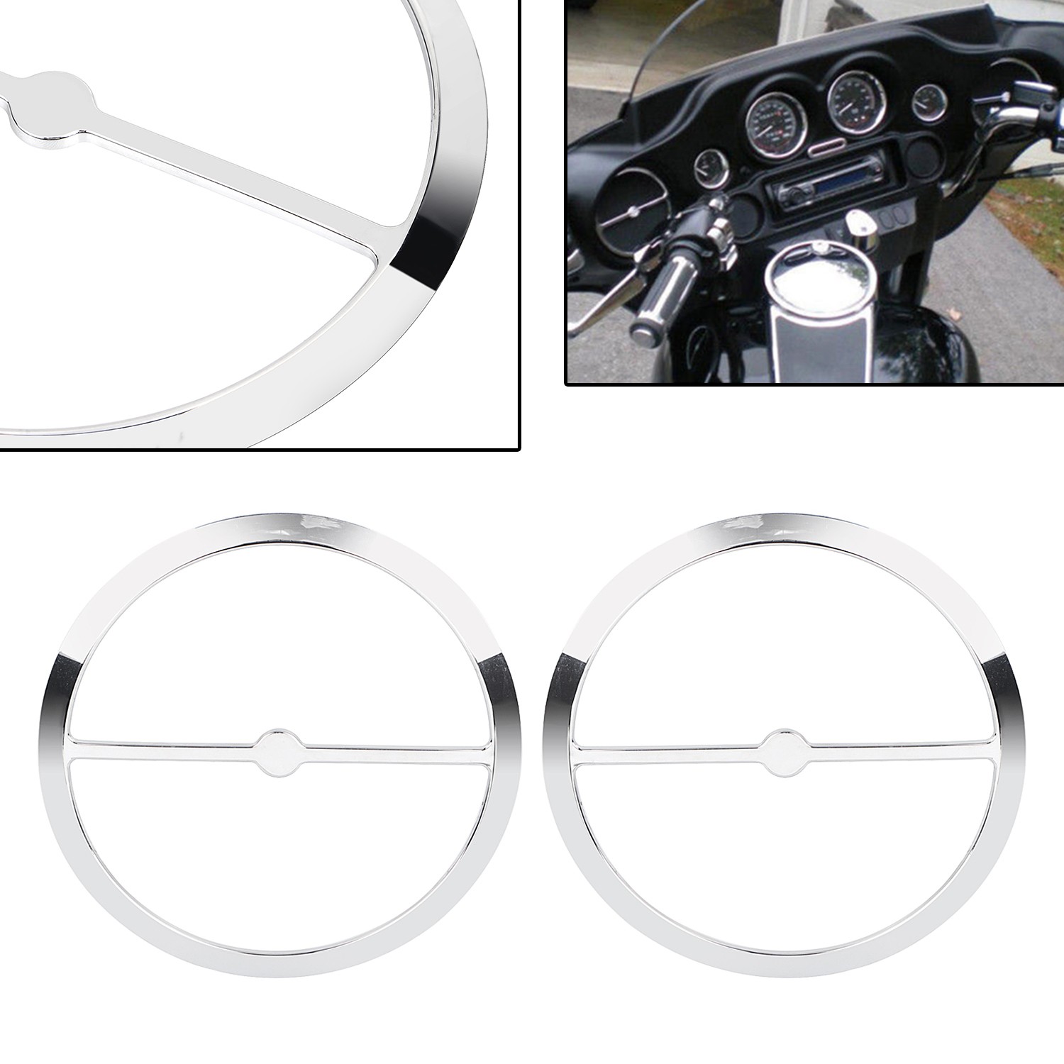 Chrome ABS Speaker Trim Rings For Harley Tri Electra Street Glide Police FLHTP