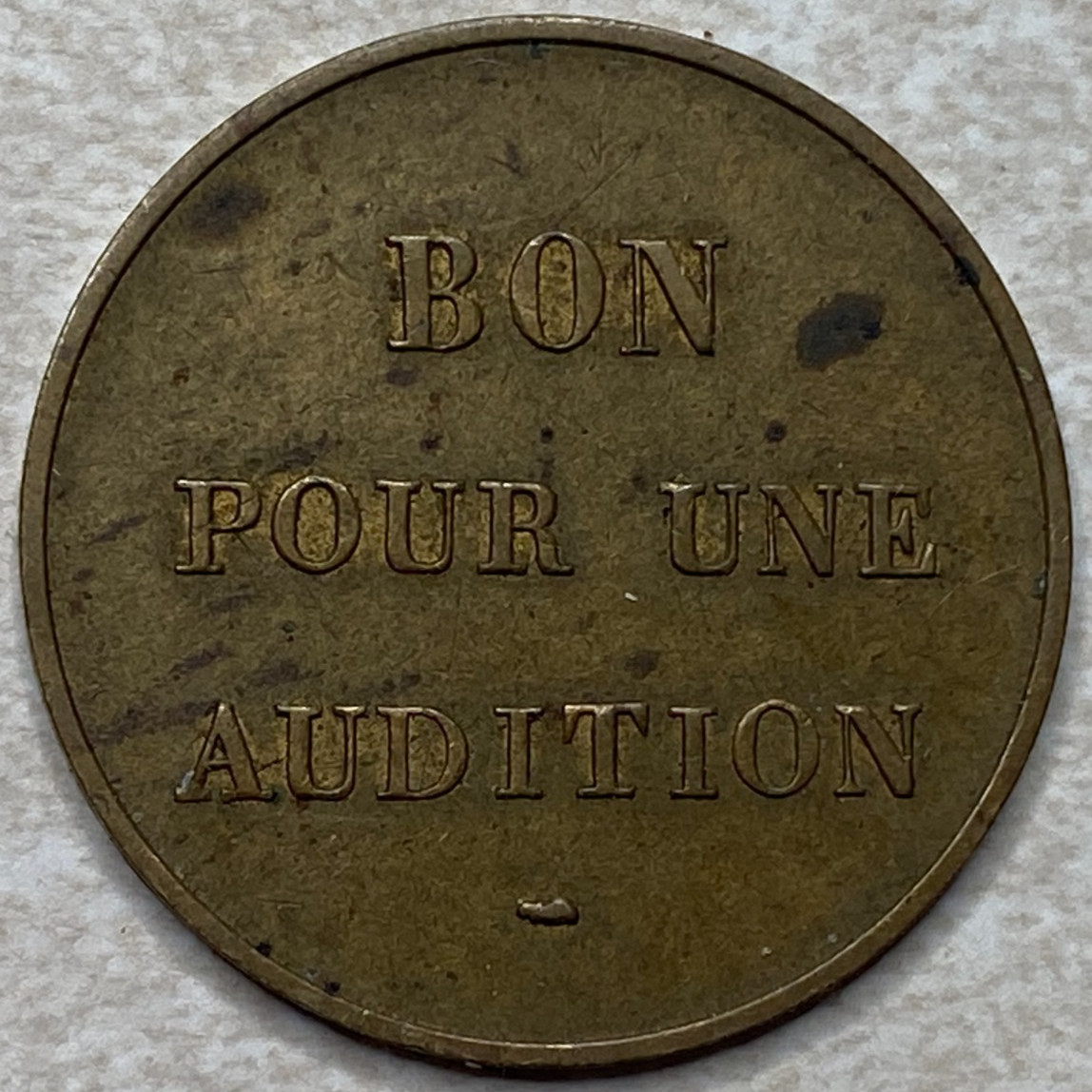 Bon Pour Une Audition Paris France Token T8792